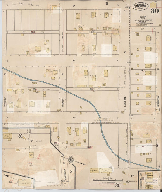 Sanborn Fire Insurance Map from Sandpoint, Bonner County, Idaho (1948), Sheet #0030 - Historic Sanborn Fire Insurance Map Print, vintage old map wall art, antique decor, genealogy gift, Idaho Idaho map