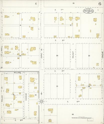 Sanborn Fire Insurance Map from Waitsburg, Walla Walla County, Washington (1904), Sheet #0006 - Complete Map Set gallery image, historic Sanborn map, vintage wall art, Washington Washington