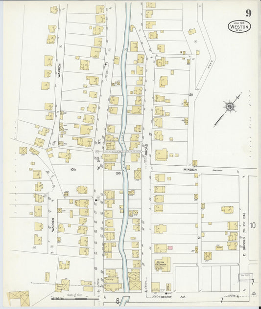 Sanborn Fire Insurance Map from Weston, Lewis County, West Virginia (1913), Sheet #0009 - Historic Sanborn Fire Insurance Map Print, vintage old map wall art, antique decor, genealogy gift, West Virginia West Virginia map