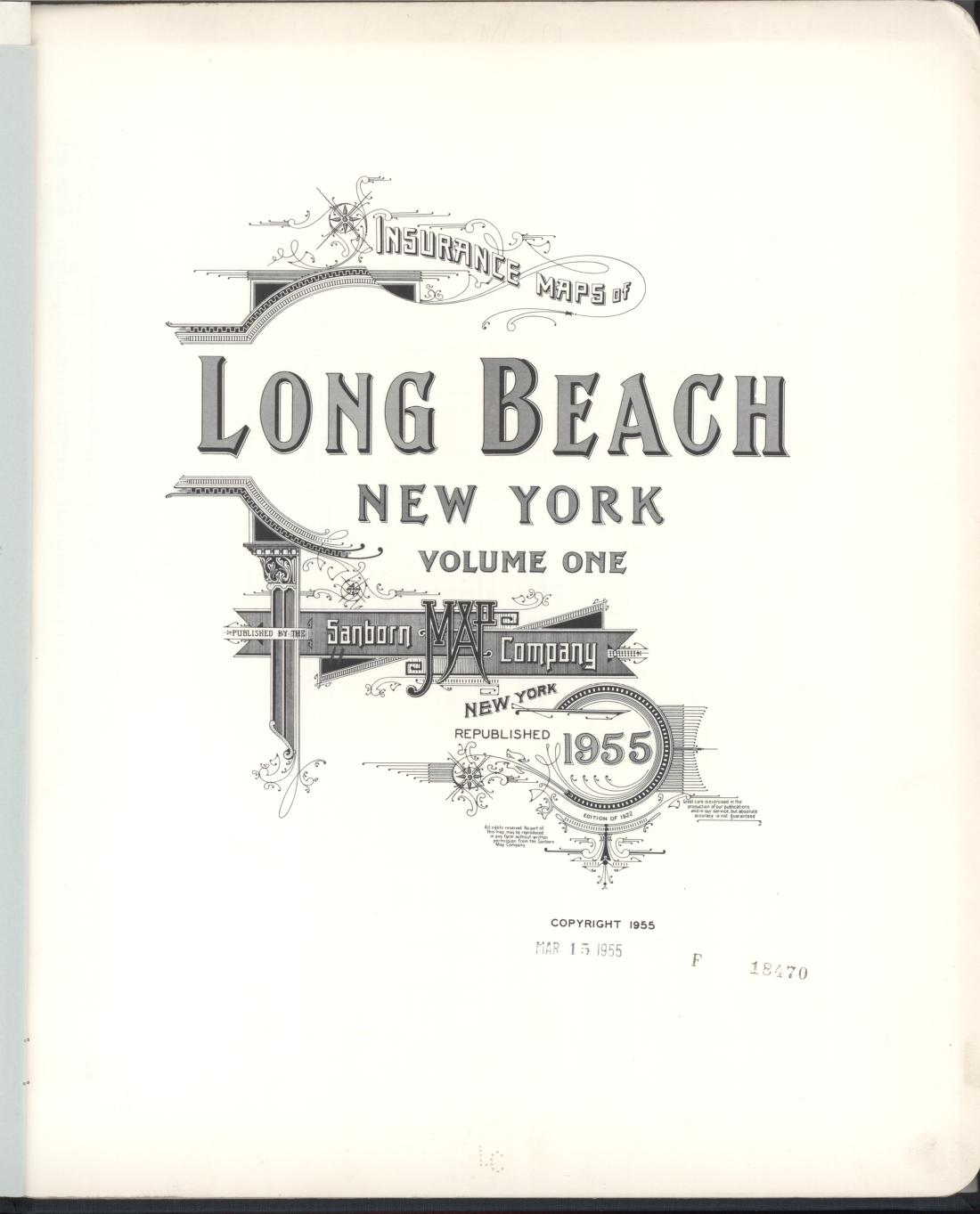 Sanborn Fire Insurance Map from Long Beach, Nassau County, New York (1955), Sheet #0001 - Historic Sanborn Fire Insurance Map Print, vintage old map wall art, antique decor, genealogy gift, New York New York map