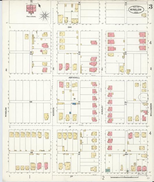 Sanborn Fire Insurance Map from Winslow, Navajo County, Arizona (1901), Sheet #0003 - Historic Sanborn Fire Insurance Map Print, vintage old map wall art, antique decor, genealogy gift, Arizona Arizona map
