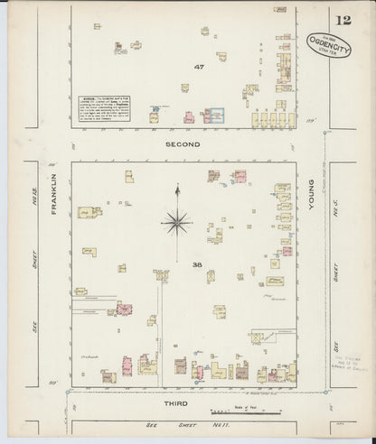 Sanborn Fire Insurance Map from Ogden, Weber County, Utah (1884), Sheet #0012 - Complete Map Set gallery image, historic Sanborn map, vintage wall art, Utah Utah