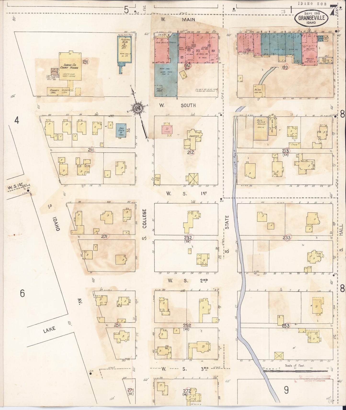 Sanborn Fire Insurance Map from Grangeville, Idaho County, Idaho (1941), Sheet #0007 - Complete Map Set gallery image, historic Sanborn map, vintage wall art, Grangeville Idaho