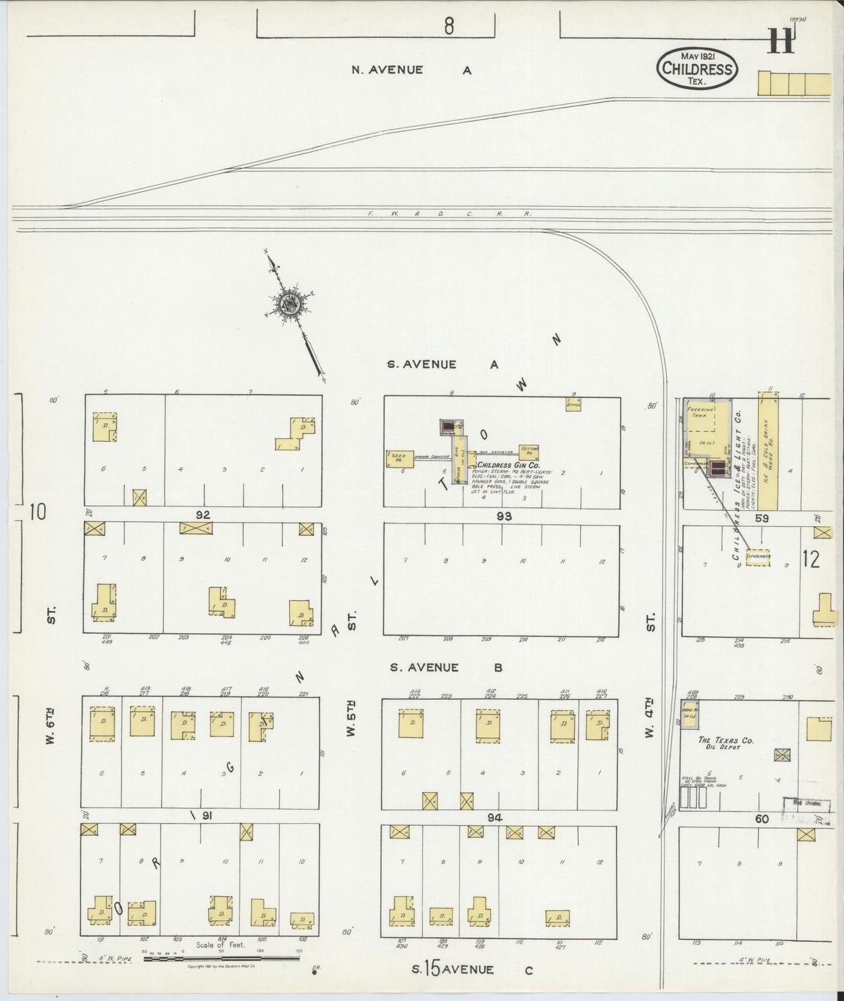 Sanborn Fire Insurance Map from Childress, Childress County, Texas (1921), Sheet #0011 - Historic Sanborn Fire Insurance Map Print, vintage old map wall art, antique decor, genealogy gift, Texas Texas map