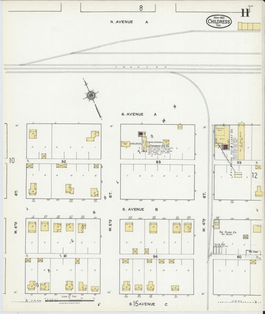 Sanborn Fire Insurance Map from Childress, Childress County, Texas (1921), Sheet #0011 - Historic Sanborn Fire Insurance Map Print, vintage old map wall art, antique decor, genealogy gift, Texas Texas map