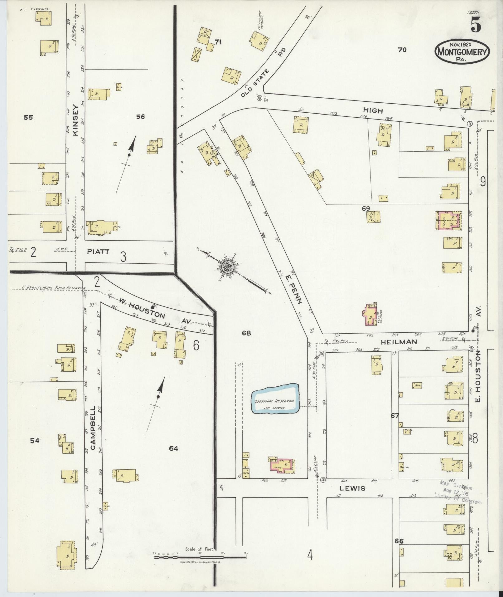 Sanborn Fire Insurance Map from Montgomery, Lycoming County, Pennsylvania (1920), Sheet #0005 - Complete Map Set gallery image, historic Sanborn map, vintage wall art, Pennsylvania Pennsylvania