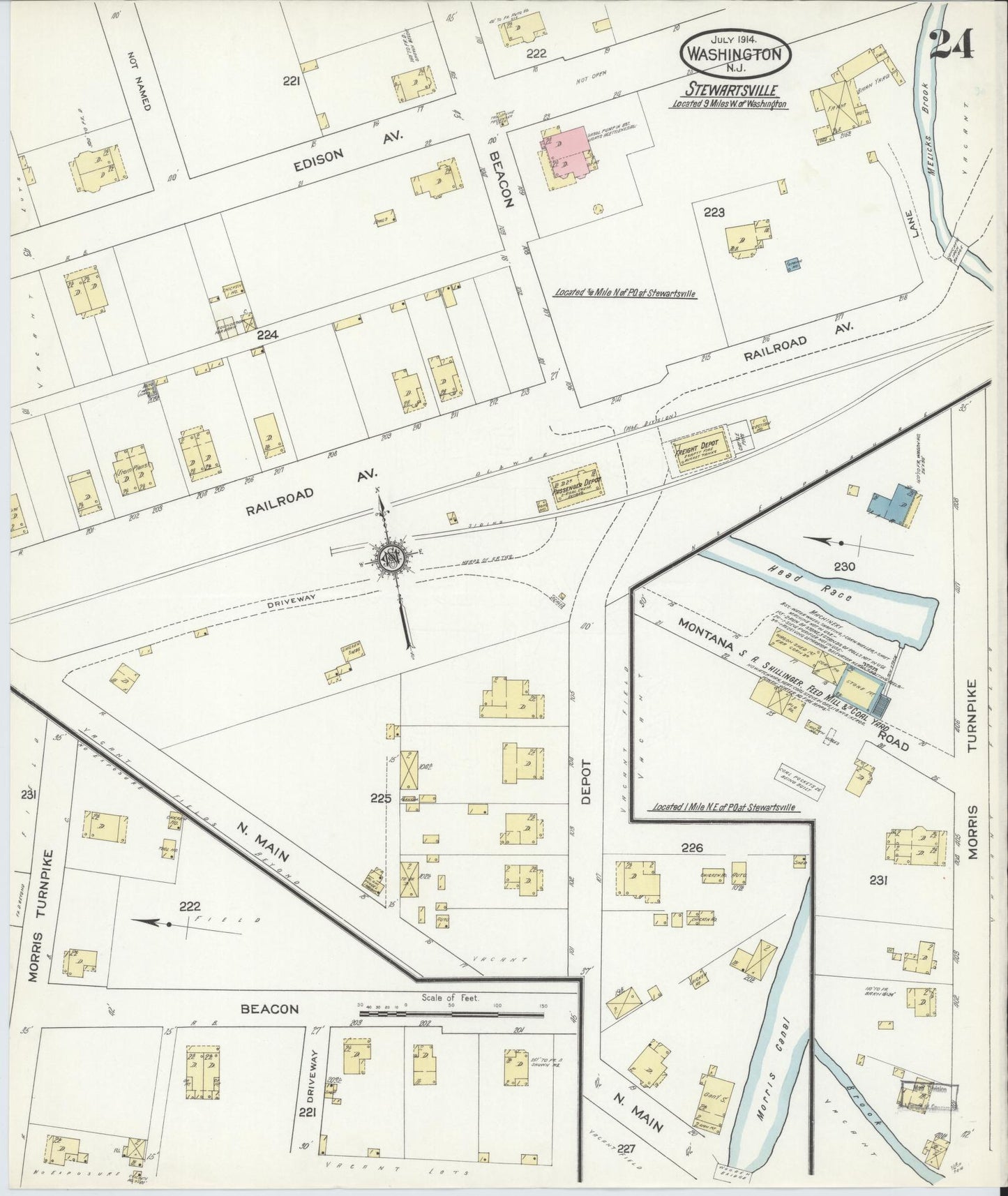 Sanborn Fire Insurance Map from Washington, Warren County, New Jersey (1914), Sheet #0024 - Historic Sanborn Fire Insurance Map Print, vintage old map wall art, antique decor, genealogy gift, Washington Washington map