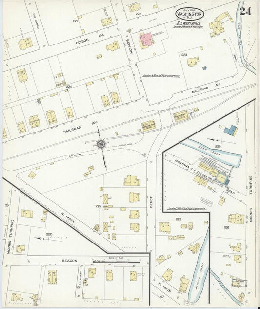 Sanborn Fire Insurance Map from Washington, Warren County, New Jersey (1914), Sheet #0024 - Historic Sanborn Fire Insurance Map Print, vintage old map wall art, antique decor, genealogy gift, Washington Washington map