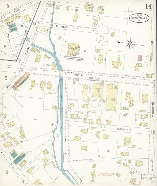Sanborn Fire Insurance Map from Grass Valley, Nevada County, California (1898), Sheet #0014 - Historic Sanborn Fire Insurance Map Print, vintage old map wall art, antique decor, genealogy gift, California California map