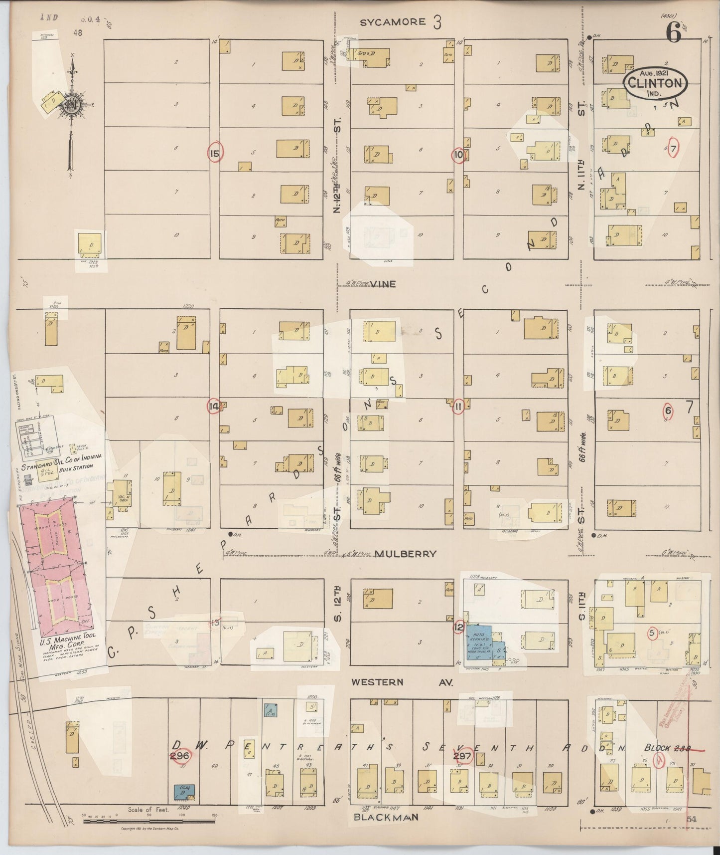 Sanborn Fire Insurance Map from Clinton, Vermillion County, Indiana (1947), Sheet #0006 - Historic Sanborn Fire Insurance Map Print, vintage old map wall art, antique decor, genealogy gift, Indiana Indiana map