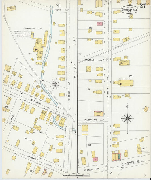 Sanborn Fire Insurance Map from Gloversville, Fulton County, New York (1902), Sheet #0027 - Historic Sanborn Fire Insurance Map Print, vintage old map wall art, antique decor, genealogy gift, New York New York map