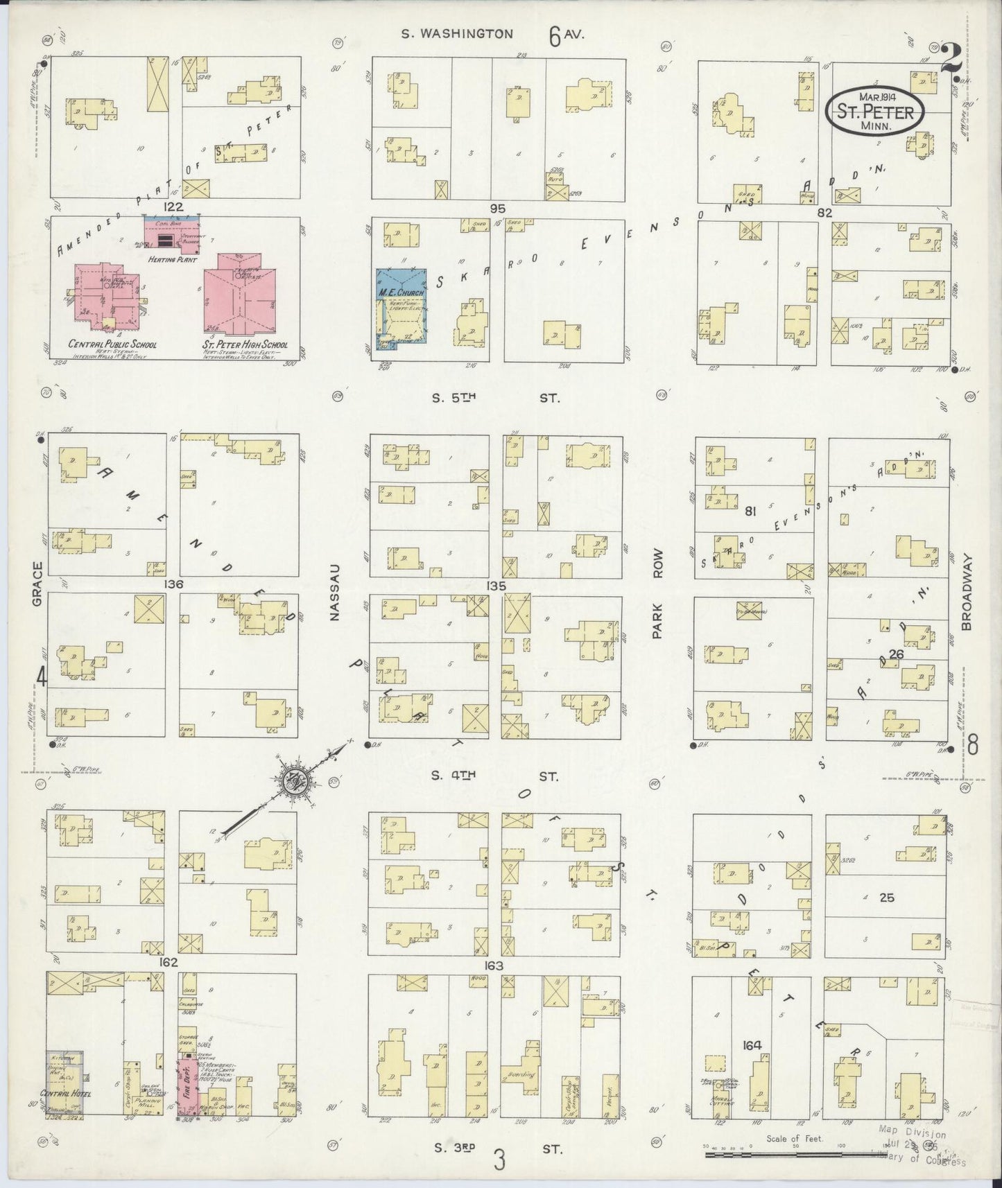 Sanborn Fire Insurance Map from Saint Peter, Nicollet County, Minnesota (1914), Sheet #0002 - Complete Map Set gallery image, historic Sanborn map, vintage wall art, Minnesota Minnesota