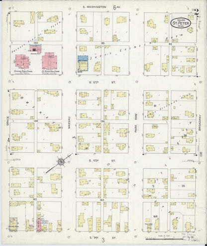 Sanborn Fire Insurance Map from Saint Peter, Nicollet County, Minnesota (1914), Sheet #0002 - Complete Map Set gallery image, historic Sanborn map, vintage wall art, Minnesota Minnesota