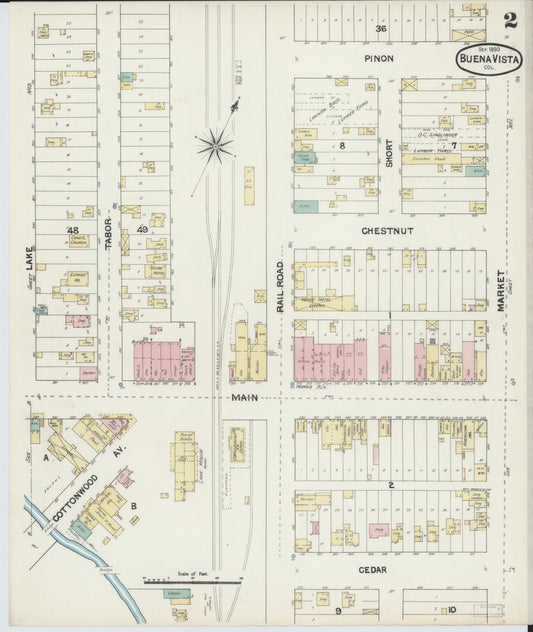 Sanborn Fire Insurance Map from Buena Vista, Chaffee County, Colorado (1890), Sheet #0002 - Historic Sanborn Fire Insurance Map Print, vintage old map wall art, antique decor, genealogy gift, Colorado Colorado map