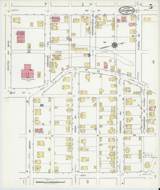 Sanborn Fire Insurance Map from Leechburg, Armstrong County, Pennsylvania (1919), Sheet #0005 - Historic Sanborn Fire Insurance Map Print, vintage old map wall art, antique decor, genealogy gift, Pennsylvania Pennsylvania map