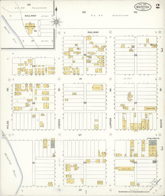 Sanborn Fire Insurance Map from Whitefish, Flathead County, Montana (1905), Sheet #0002 - Historic Sanborn Fire Insurance Map Print, vintage old map wall art, antique decor, genealogy gift, Montana Montana map