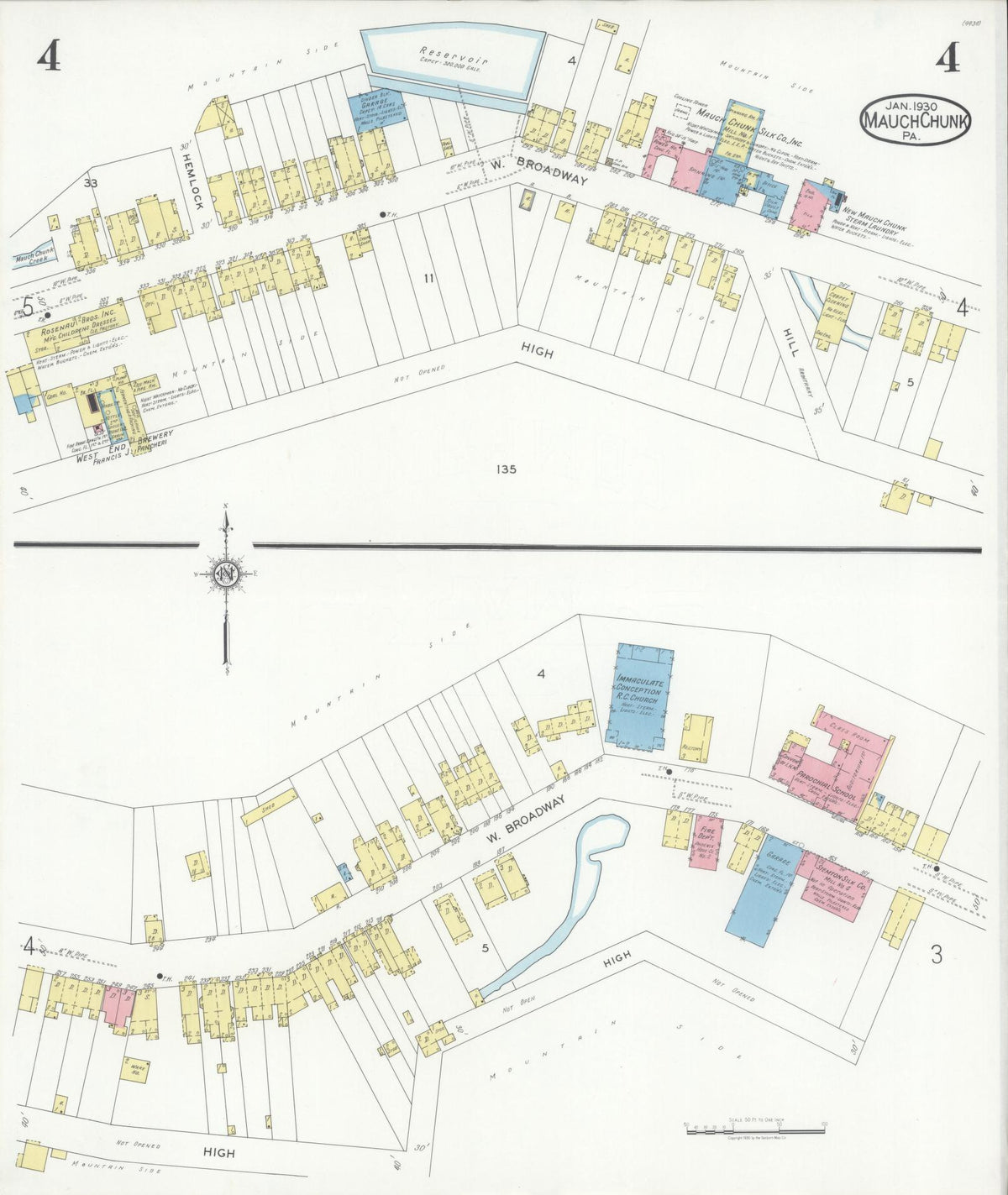 Sanborn Fire Insurance Map from Mauch Chunk, Carbon County, Pennsylvania (1930), Sheet #0004 - Complete Map Set gallery image, historic Sanborn map, vintage wall art, Pennsylvania Pennsylvania