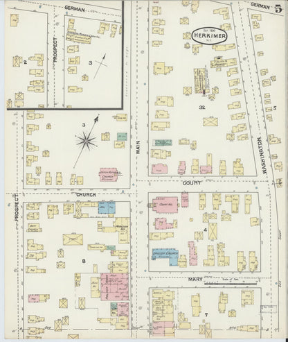 Sanborn Fire Insurance Map from Herkimer, Herkimer County, New York (1890), Sheet #0005 - Complete Map Set gallery image, historic Sanborn map, vintage wall art, New York New York