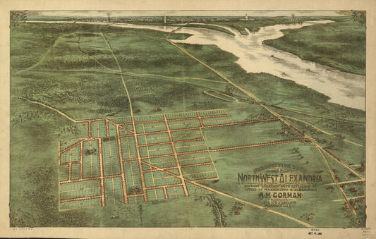 Perspective view of northwest Alexandria : showing location with reference to cities of Washington & Alexandria (1890) – Historic Bird’s-Eye View Panorama Print