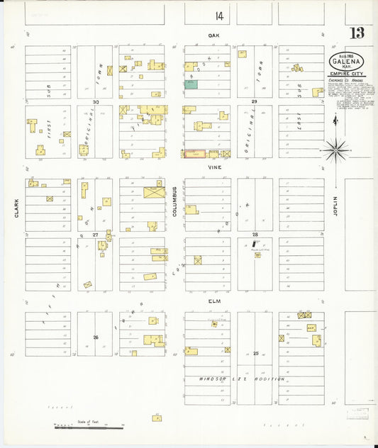 Sanborn Fire Insurance Map from Galena, Cherokee County, Kansas (1905), Sheet #0013 - Historic Sanborn Fire Insurance Map Print, vintage old map wall art, antique decor, genealogy gift, Kansas Kansas map