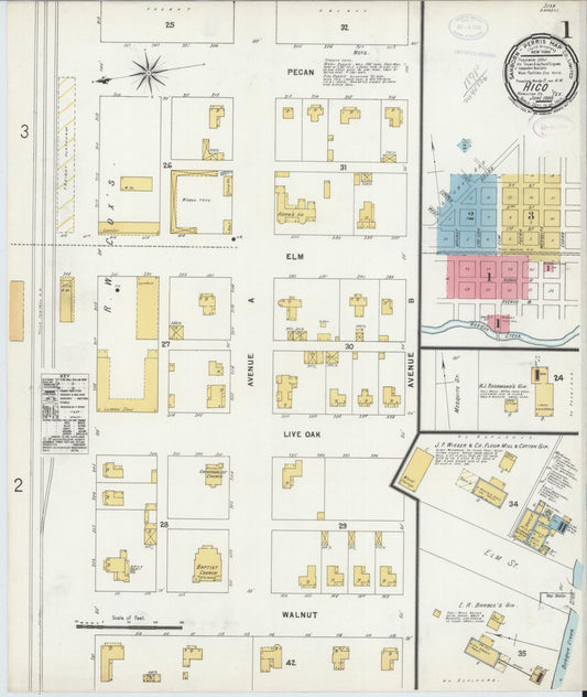 Sanborn Fire Insurance Map from Hico, Hamilton County, Texas (1898), Sheet #0001 - Complete Map Set gallery image, historic Sanborn map, vintage wall art, Texas Texas