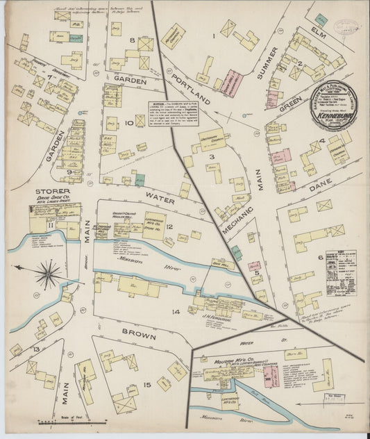 Sanborn Fire Insurance Map from Kennebunk, York County, Maine (1885), Sheet #0001 - Historic Sanborn Fire Insurance Map Print, vintage old map wall art, antique decor, genealogy gift, Maine Maine map