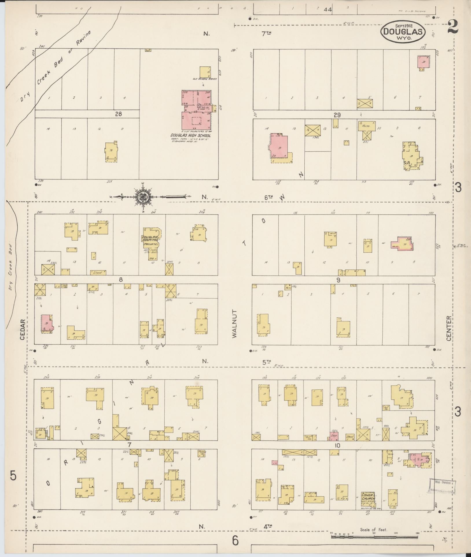 Sanborn Fire Insurance Map from Douglas, Converse County, Wyoming (1912), Sheet #0002 - Complete Map Set gallery image, historic Sanborn map, vintage wall art, Wyoming Wyoming