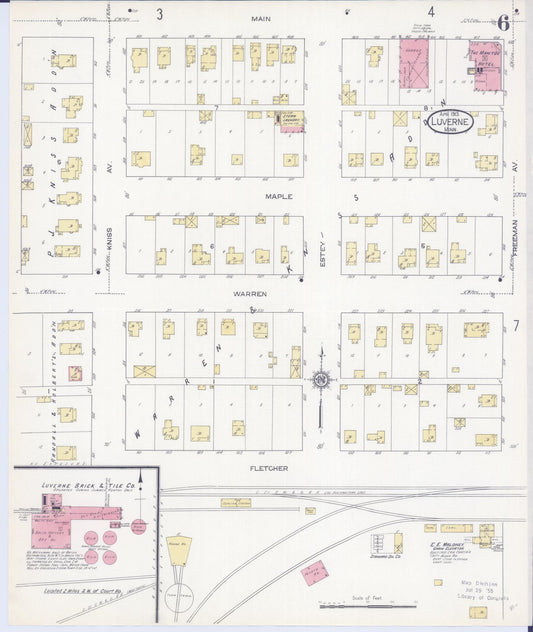 Sanborn Fire Insurance Map from Luverne, Rock County, Minnesota (1913), Sheet #0006 - Historic Sanborn Fire Insurance Map Print, vintage old map wall art, antique decor, genealogy gift, Minnesota Minnesota map