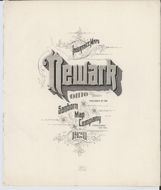 Sanborn Fire Insurance Map from Newark, Licking County, Ohio (1920), Sheet #0001 - Historic Sanborn Fire Insurance Map Print, vintage old map wall art, antique decor, genealogy gift, Ohio Ohio map