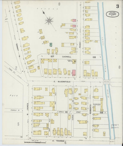 Sanborn Fire Insurance Map from Rome, Oneida County, New York (1894), Sheet #0003 - Historic Sanborn Fire Insurance Map Print, vintage old map wall art, antique decor, genealogy gift, New York New York map