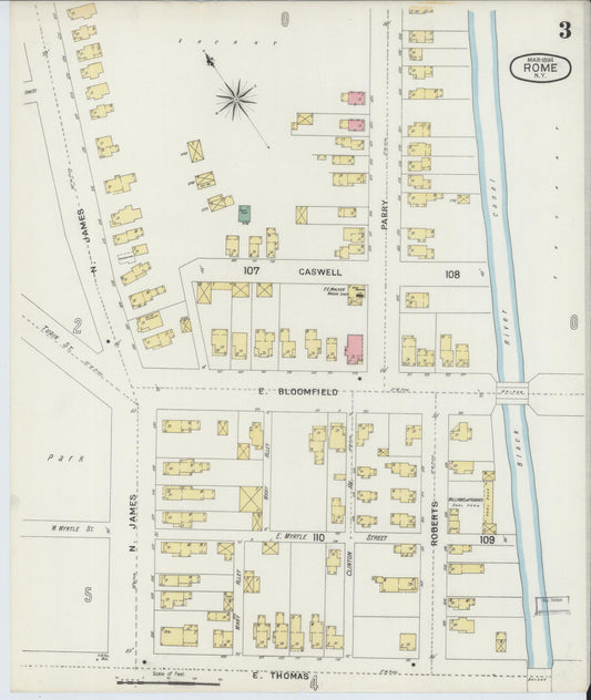 Sanborn Fire Insurance Map from Rome, Oneida County, New York (1894), Sheet #0003 - Historic Sanborn Fire Insurance Map Print, vintage old map wall art, antique decor, genealogy gift, New York New York map