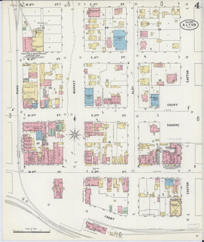 Sanborn Fire Insurance Map from Alton, Madison County, Illinois (1897), Sheet #0004 - Historic Sanborn Fire Insurance Map Print, vintage old map wall art, antique decor, genealogy gift, Illinois Illinois map