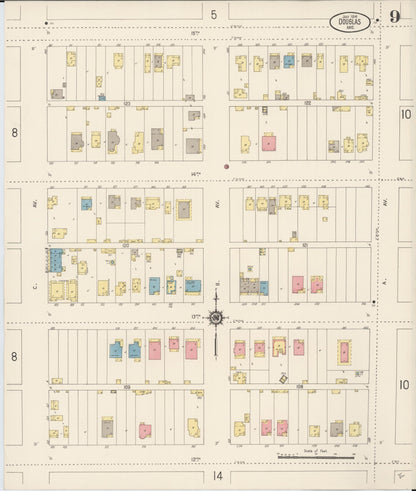 Sanborn Fire Insurance Map from Douglas, Cochise County, Arizona (1914), Sheet #0009 - Complete Map Set gallery image, historic Sanborn map, vintage wall art, Arizona Arizona
