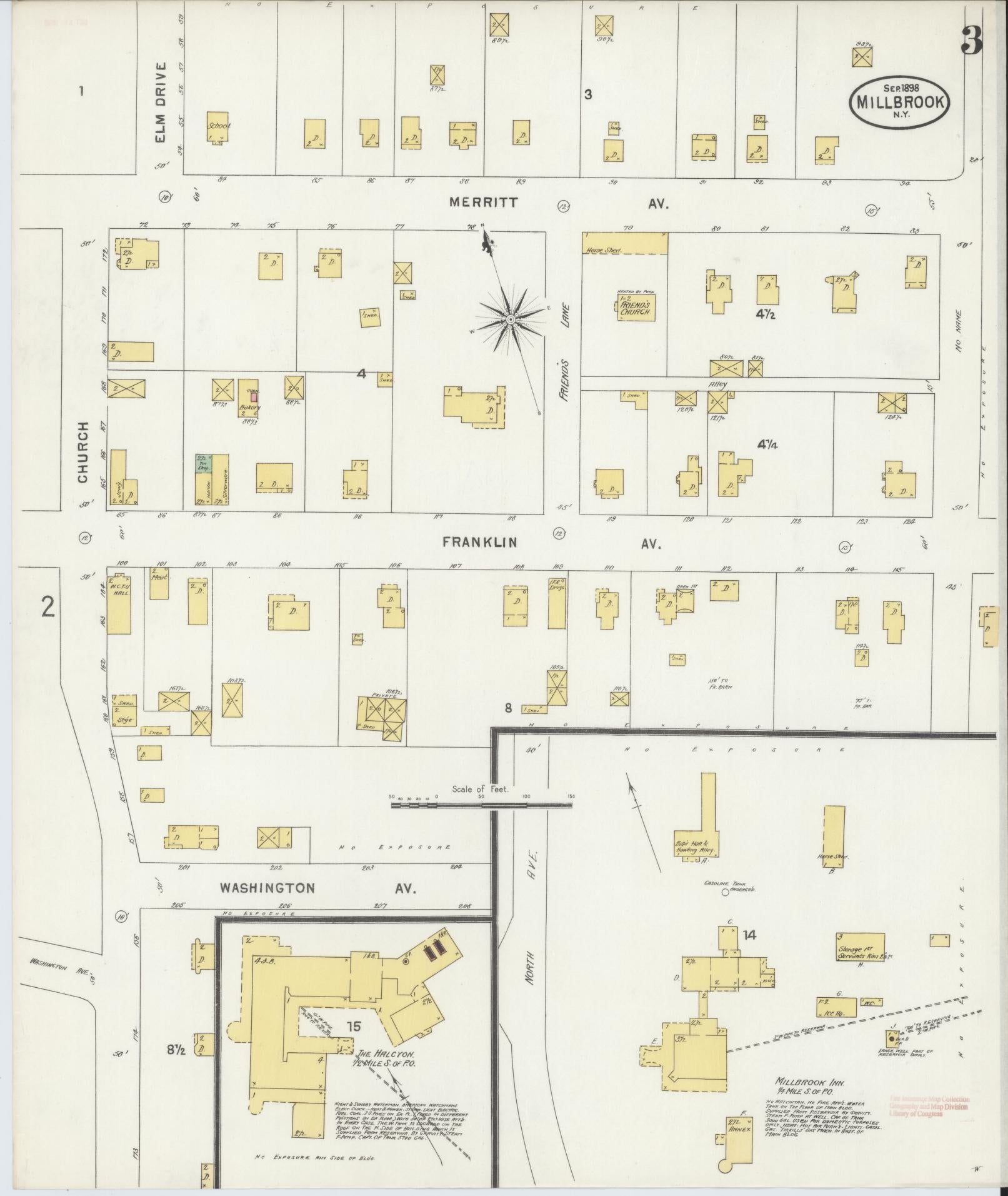 Sanborn Fire Insurance Map from Millbrook, Dutchess County, New York (1898), Sheet #0003 - Historic Sanborn Fire Insurance Map Print, vintage old map wall art, antique decor, genealogy gift, New York New York map