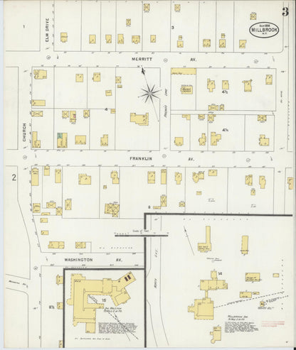 Sanborn Fire Insurance Map from Millbrook, Dutchess County, New York (1898), Sheet #0003 - Historic Sanborn Fire Insurance Map Print, vintage old map wall art, antique decor, genealogy gift, New York New York map