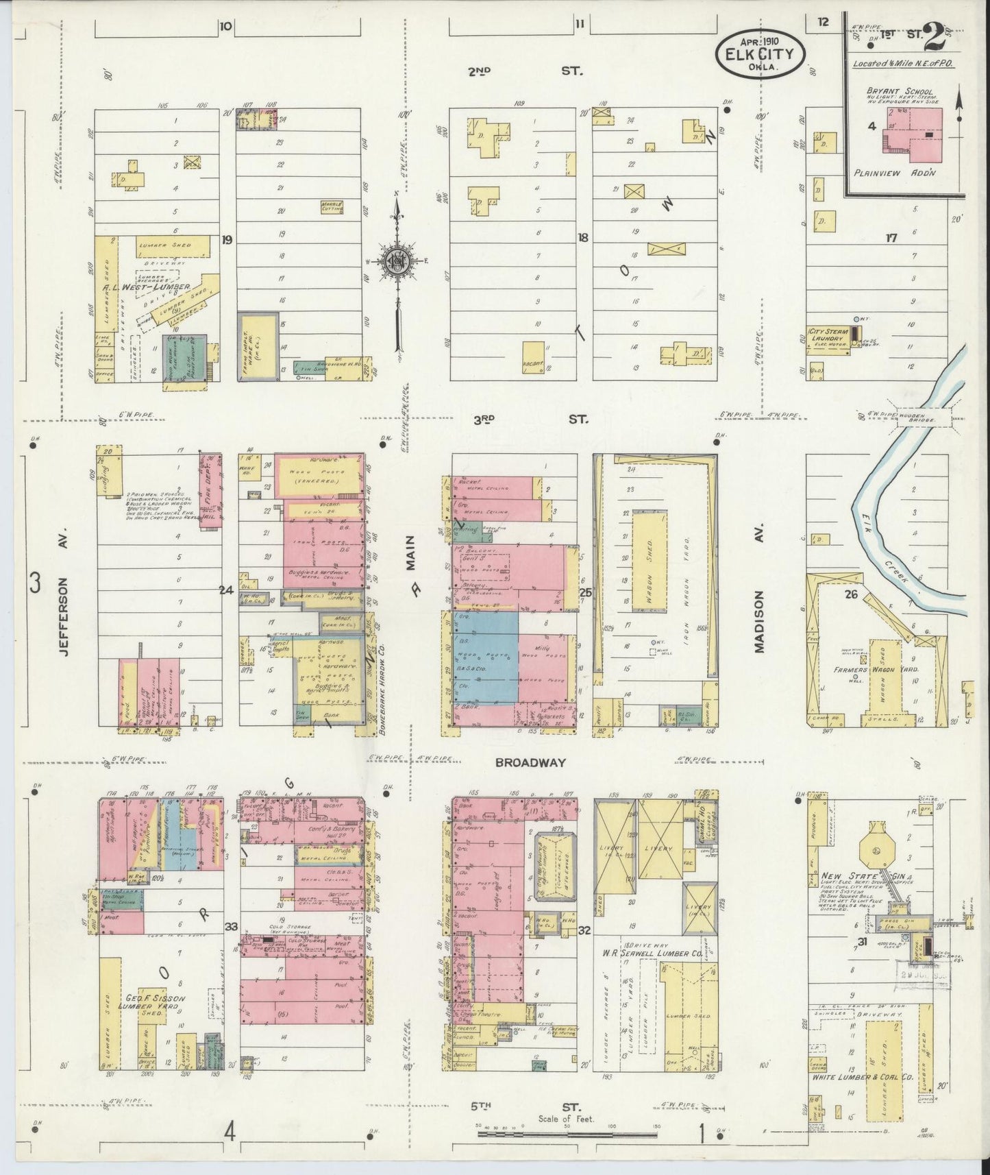 Sanborn Fire Insurance Map from Elk City, Beckham County, Oklahoma (1910), Sheet #0002 - Historic Sanborn Fire Insurance Map Print, vintage old map wall art, antique decor, genealogy gift, Oklahoma Oklahoma map