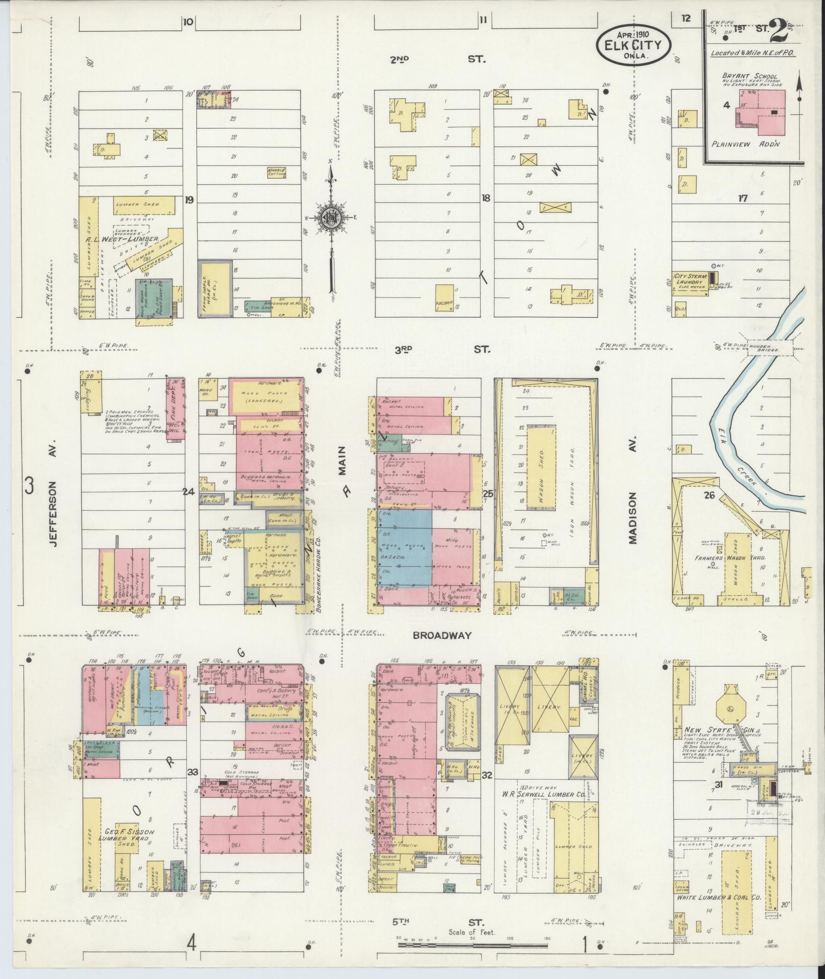 Sanborn Fire Insurance Map from Elk City, Beckham County, Oklahoma (1910), Sheet #0002 - Historic Sanborn Fire Insurance Map Print, vintage old map wall art, antique decor, genealogy gift, Oklahoma Oklahoma map