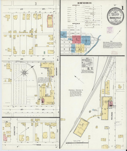Sanborn Fire Insurance Map from Hughesville, Lycoming County, Pennsylvania (1906), Sheet #0001 - Historic Sanborn Fire Insurance Map Print, vintage old map wall art, antique decor, genealogy gift, Pennsylvania Pennsylvania map