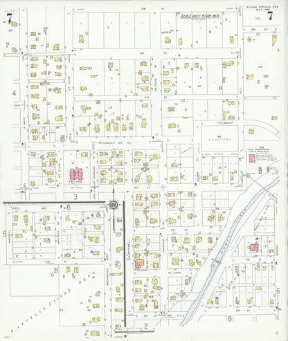 Sanborn Fire Insurance Map from Siloam Springs, Benton County, Arkansas (1936), Sheet #0007 - Complete Map Set gallery image, historic Sanborn map, vintage wall art, Arkansas Arkansas