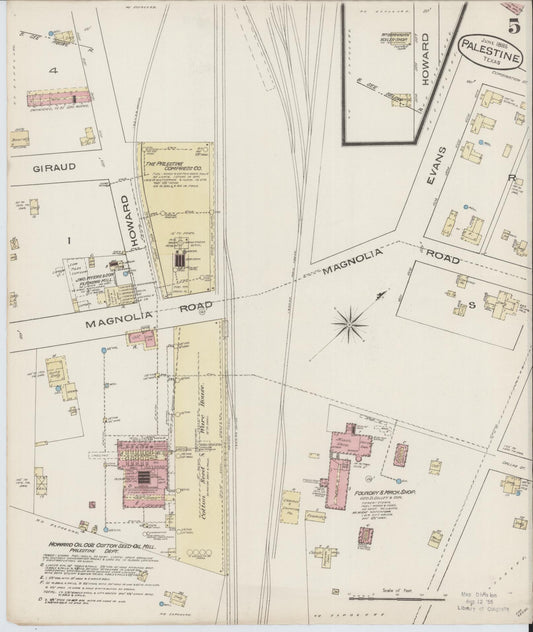Sanborn Fire Insurance Map from Palestine, Anderson County, Texas (1885), Sheet #0005 - Historic Sanborn Fire Insurance Map Print, vintage old map wall art, antique decor, genealogy gift, Texas Texas map