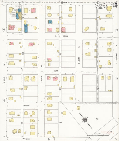 Sanborn Fire Insurance Map from Blackfoot, Bingham County, Idaho (1921), Sheet #0015 - Complete Map Set gallery image, historic Sanborn map, vintage wall art, Idaho Idaho