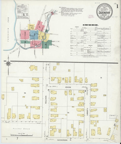 Sanborn Fire Insurance Map from Cazenovia, Madison County, New York (1911), Sheet #0001 - Complete Map Set gallery image, historic Sanborn map, vintage wall art, New York New York