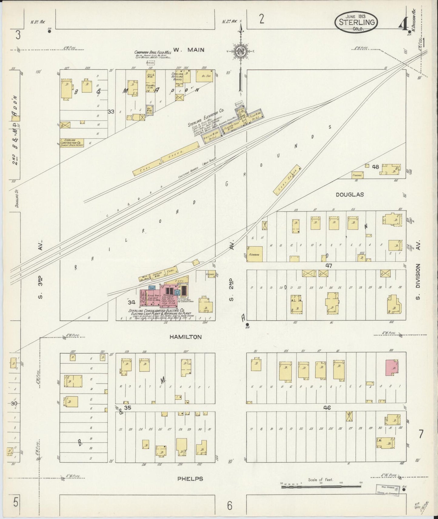 Sanborn Fire Insurance Map from Sterling, Logan County, Colorado (1913), Sheet #0004 - Complete Map Set gallery image, historic Sanborn map, vintage wall art, Colorado Colorado