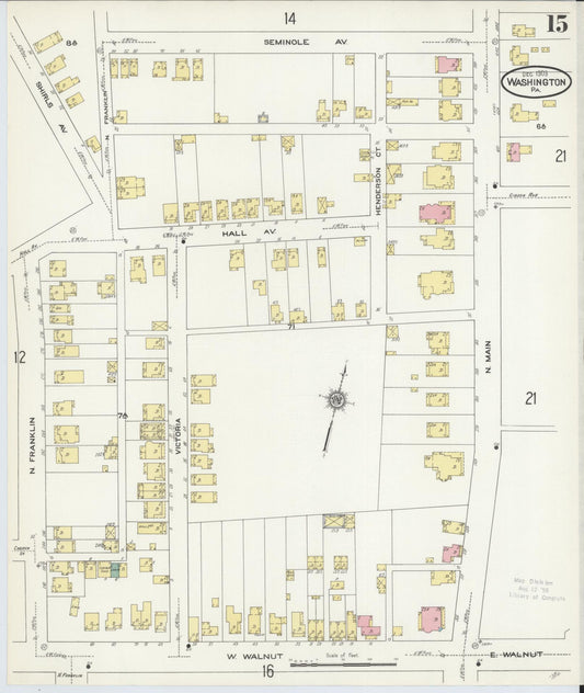 Sanborn Fire Insurance Map from Washington, Washington County, Pennsylvania (1909), Sheet #0015 - Historic Sanborn Fire Insurance Map Print, vintage old map wall art, antique decor, genealogy gift, Pennsylvania Pennsylvania map