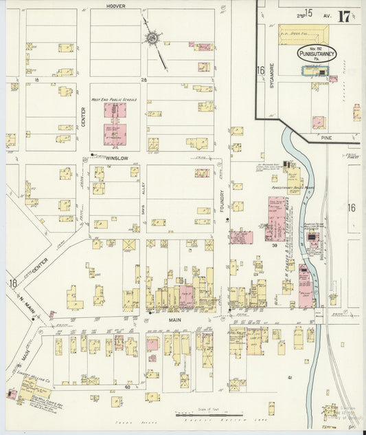 Sanborn Fire Insurance Map from Punxsutawney, Jefferson County, Pennsylvania (1912), Sheet #0017 - Historic Sanborn Fire Insurance Map Print, vintage old map wall art, antique decor, genealogy gift, Pennsylvania Pennsylvania map