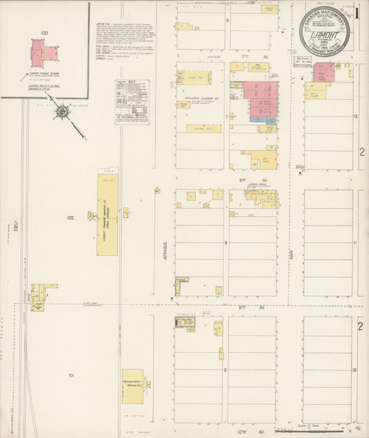 Sanborn Fire Insurance Map from Lamont, Whitman County, Washington (1916), Sheet #0001 - Complete Map Set gallery image, historic Sanborn map, vintage wall art, Washington Washington