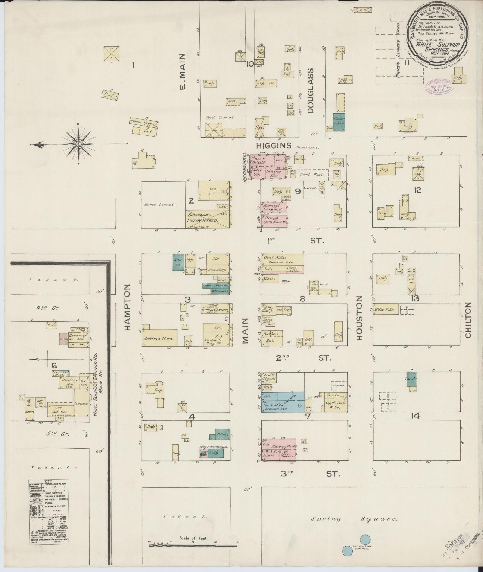 Sanborn Fire Insurance Map from White Sulphur Springs, Meagber County, Montana (1886), Sheet #0001 - Historic Sanborn Fire Insurance Map Print, vintage old map wall art, antique decor, genealogy gift, Montana Montana map