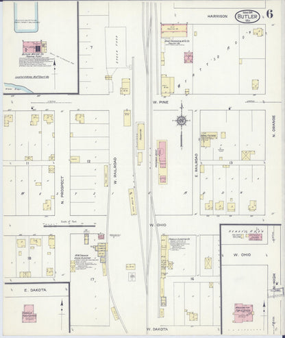 Sanborn Fire Insurance Map from Butler, Bates County, Missouri (1914), Sheet #0006 - Complete Map Set gallery image, historic Sanborn map, vintage wall art, Missouri Missouri