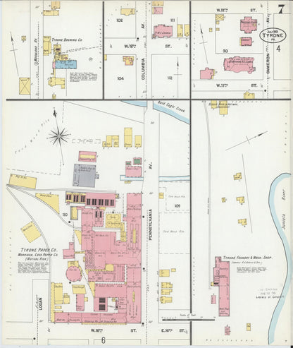 Sanborn Fire Insurance Map from Tyrone, Blair County, Pennsylvania (1901), Sheet #0007 - Complete Map Set gallery image, historic Sanborn map, vintage wall art, Pennsylvania Pennsylvania
