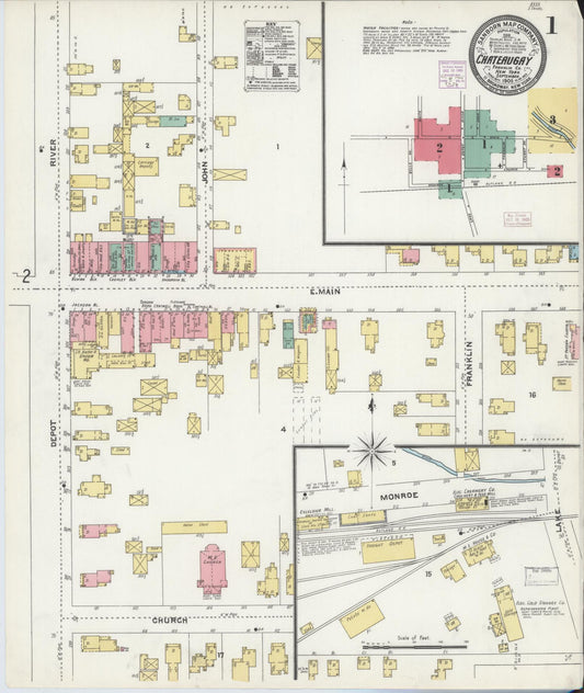 Sanborn Fire Insurance Map from Chateaugay, Franklin County, New York (1905), Sheet #0001 - Complete Map Set gallery image, historic Sanborn map, vintage wall art, New York New York